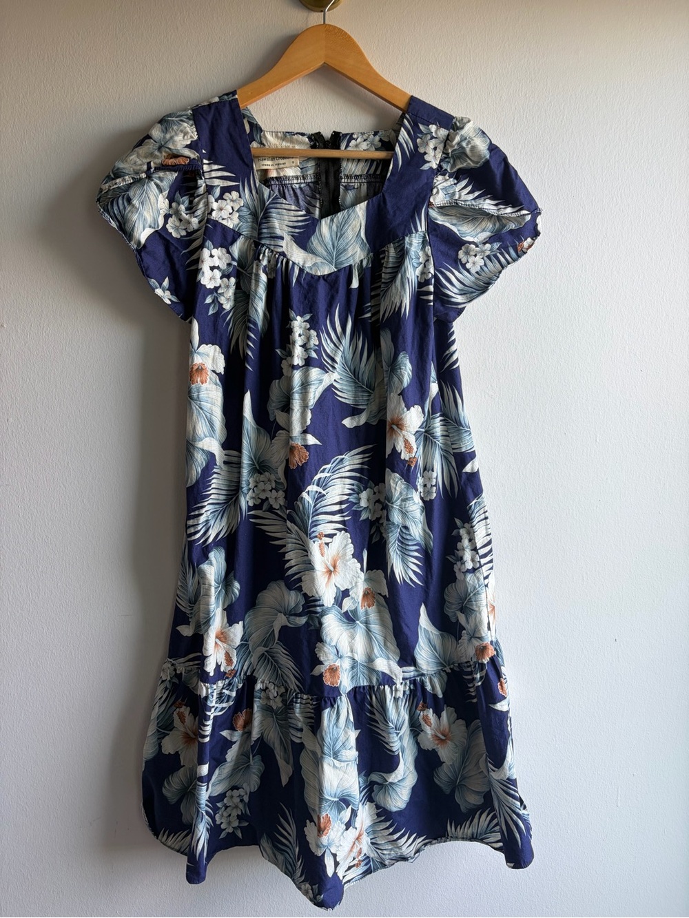 Navy Tropical Floral Midi Dress